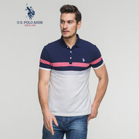 U.S. POLO ASSN. 男短袖POLO衫夏款潮流时尚休闲条纹青年短袖polo衫 ATXMX-60111 粉色条纹 170/M