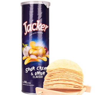 马来西亚进口 杰克（Jacker）薯片 休闲零食 酸奶油洋葱味 100g/罐