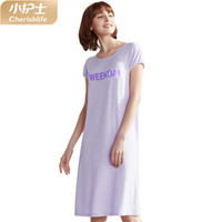 小护士睡裙夏季薄款舒适莫代尔短袖家居睡衣女LCQ006 淡紫 160S