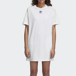 adidas 阿迪达斯 女 潮流经典运动休闲舒适透气圆领连衣裙长T恤 CE4189 M码 白色