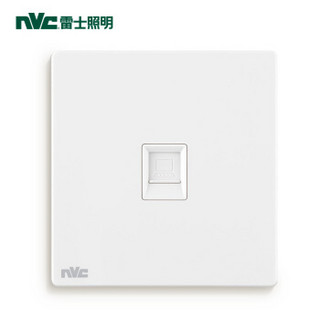 雷士（NVC）开关插座面板 灵动系列  电脑插座面板 带荧光86型办公室网络网线接口插孔 无边框大翘板面板白色