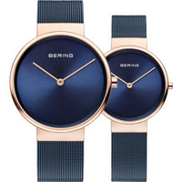 Bering 145-367 情侣石英手表 39mm/31mm 蓝色 蓝色 不锈钢