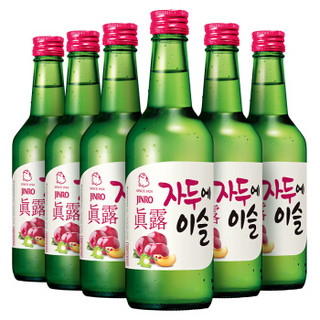 真露（JINRO）烧酒 韩国进口13°李子味 360ml*6瓶 连包