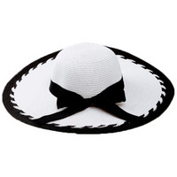 MAXVIVI 女士遮阳帽子夏季户外旅游海边沙滩帽太阳帽WMZ823028 白帽黑檐