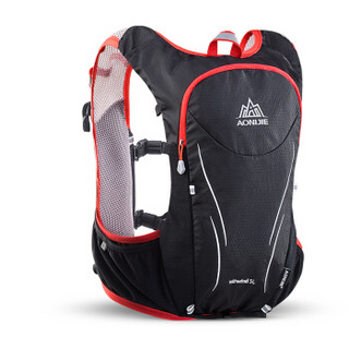 奥尼捷（AONIJIE）越野跑步背包户外徒步骑行登山双肩包水壶水袋包5L 黑配红L/XL