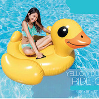 INTEX 57556小黄鸭成年人水上充气坐骑儿童充气玩具浮排浮床加厚游泳圈