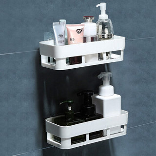 尚格兰 强力无痕免打孔浴室置物架2套 厨房卫生间置物架肥皂盒毛巾架（方形 百搭白色）