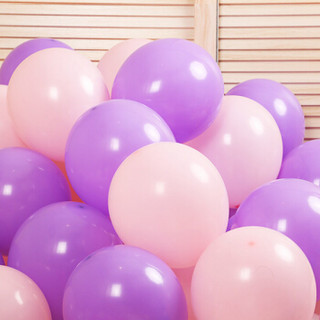 热带森林 婚庆气球 情人节装饰品 新年晚会聚会结婚求婚表白生日布置 圆形粉色浅紫混装100只装 赠气筒和丝带