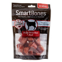 SmartBones宠物零食狗狗磨牙棒骨头耐咬幼犬成犬除口臭洁齿咬胶洁齿骨洁齿棒 牛肉味 迷你-8支装