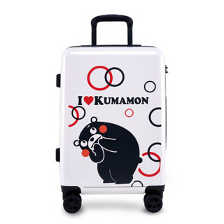 KUMAMON 酷MA萌 熊本熊旅行箱万向轮可爱行李箱男女PC拉杆箱 拉链弯腰款24英寸 6938484131849 白色