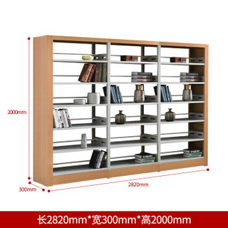 富路达 图书馆书架钢制学校阅览室书架/转印单面六层1列3组