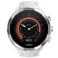 SUUNTO 颂拓 SUUNTO 9系列 旗舰版 智能手表 50mm 银色 不锈钢表盘 硅胶白带 白色 (GPS、北斗）