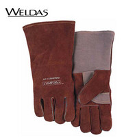 威特仕 / WELDAS 10-2600 咖啡色斜拇指款特殊柔电焊手套杜邦防火线防火耐磨隔热 1副