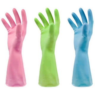 乐宜美 家务防水手套耐用型 2双装 厨房洗碗手套洗衣清洁手套（小号）颜色随机