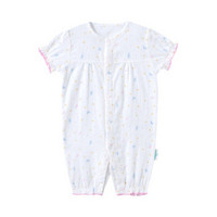 全棉时代 婴儿衣服  婴儿纱布短袖哈衣 66/44(建议3-6个月) 波点音符 1件装