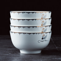 传旗 陶瓷餐具 陶瓷碗（6英寸）大碗 创意面碗汤碗饭碗4只装 天鹅湖