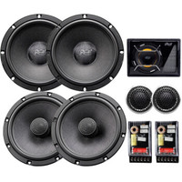 Rondo 汽车音响改装SR650+SR650C前后喇叭套装+GV-10B箱体有源低音炮+线材配件