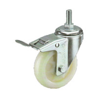 常成（chamcen）4寸丝杆双刹米黄色聚丙烯轮 B7-13A100-12G 承重170丝杆双刹车定向轮 /个