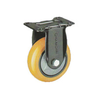 常成（chamcen）4寸固定橙黄色聚氨酯轮 B4-21100-31E 承重140 定向轮 /个