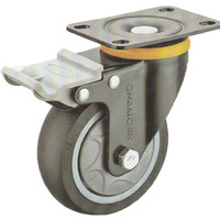 常成（chamcen）3寸平底双刹黑色人造橡胶轮 B6-22A75-41D 承重80静音双刹车万向轮 /个