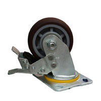 常成（chamcen）K3系列4寸平底五金双刹双轴橡胶TPR轮 K3-12A100-42H 承重160静音双刹车万向轮 /个