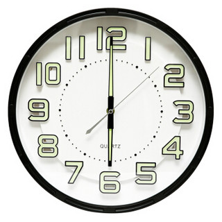 明珠星（PEARL）挂钟14英寸静音客厅钟表现代石英钟时尚日历时钟创意挂表PW254黑色