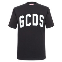 GCDS 男士黑色圆领短袖T恤衫 M020067 02 黑色 L