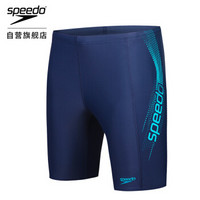 移动端、京东百亿补贴：SPEEDO 速比涛 舒适高弹 抗氯健身柔软速干及膝泳裤男 800369117019 蓝/蓝色 36