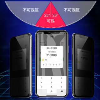 邦克仕(Benks)苹果XS/X全屏防窥钢化膜 iPhoneXS全覆盖曲面手机贴膜 耐刮防窥玻璃膜 弧边升级款 防偷看版