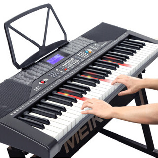 MEIRKERGR 美科 MK-2100智能版+琴架  亮灯跟弹61键钢琴键多功能智能电子琴 连接话筒耳机U盘手机pad