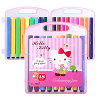 Hello Kitty凯蒂猫水彩笔18色粗三角杆可洗水彩笔儿童绘画笔大容量涂鸦画画笔 KT30063