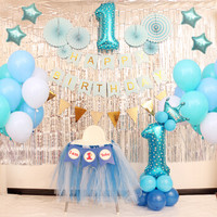 佳茉 宝宝周岁装饰气球 儿童生日派对布置用品气球装饰品 蓝色