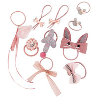 煜(YUUE)韩版简约布艺卡通发圈头绳10件套(礼盒装 发带 头饰 扎头发 橡皮筋)