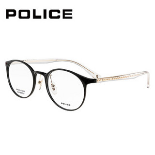 警察（POLICE）眼镜框 男女款圆框黑色镜框金色镜腿光学眼镜架 VPL705K Z42Y 51mm