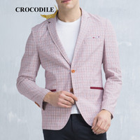 鳄鱼恤（CROCODILE）修身西服男简约长袖男士青年休闲经典西装外套 98790003 粉红 185