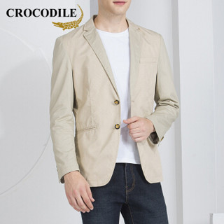 鳄鱼恤（CROCODILE）男装商务休闲小西装单西修身薄外套 98790005 浅卡其 180
