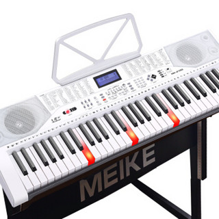 MEIRKERGR 美科 MK-2100白色智能版+琴架 亮灯跟弹61键钢琴键多功能电子琴 连接话筒耳机U盘手机pad带琴架