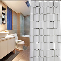 美居客 浴帘杆 浴帘 套装 免打孔多用途多功能可伸缩不锈钢浴杆（1.3m-2.4m）送浴帘 黑白方块