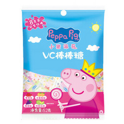 小猪佩奇（Peppa Pig）  VC棒棒糖 什锦水果味(草莓味+水蜜桃味+哈密瓜味+葡萄味)8支装 52g/袋 *2件