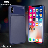 collen(科邻)苹果X手机壳iPhonex/10商务全包防摔个性保护套 蓝色