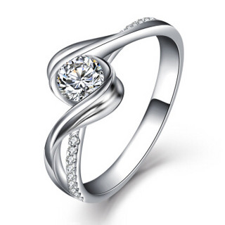 一搏千金（YBQJ）BG176 白18K金60分效果钻石戒指 求订结婚钻戒 群镶女戒