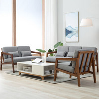 图瑞卡（TUVBRACKA）沙发 实木沙发 北欧布艺沙发组合 1+2+3中式木沙发组合TRK-S022