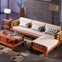 粤顺红木沙发 实木沙发 新中式转角沙发 客厅家具组合 4件套 x12