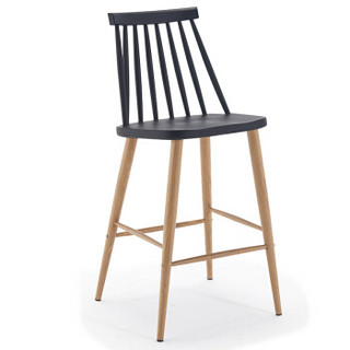 百思宜  温莎椅现代简约工业风高脚凳 酒吧椅吧台椅子吧台凳创意桌椅 黑色