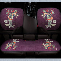 紫风铃 卡通汽车坐垫三件套四季通用仿亚麻无靠背麻布汽车座垫单张小三件单片四季垫 溜冰兔