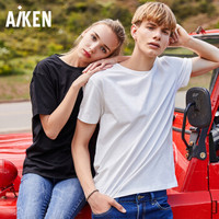 aiken爱肯森马旗下品牌18年夏季男装男装基础短袖T恤AK218001368黑色XL