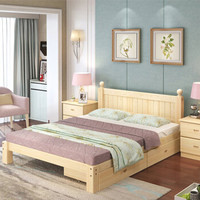 ZHONGWEI 中伟 双人床现代简约SMCXX-3原木色松木200