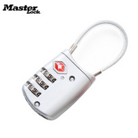 玛斯特(Master Lock)密码锁TSA海关锁旅行箱包健身房钢缆挂锁4688MCND银色