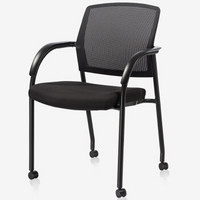 永艺 电脑椅子 办公椅 家用四脚椅会议椅带脚轮 MC1001P 黑色