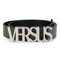 范思哲 范瑟丝 VERSACE VERSUS 奢侈品 男士军绿色皮质字母logo板扣皮带腰带 FCU0103 FVO F300N 95